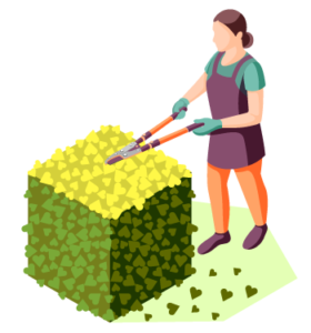 icon of woman trimming a shrub